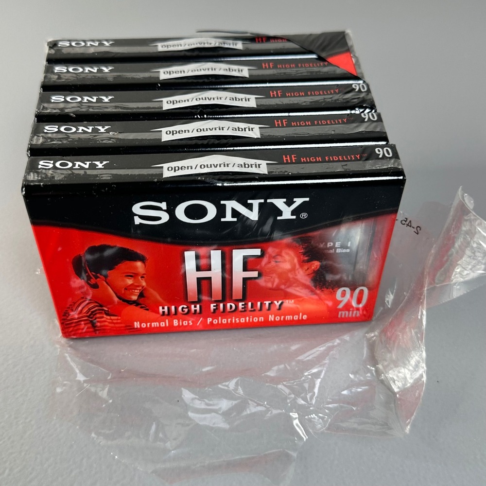 Sony HF High Fidelity 90 Minute Audio‎ Cassette Tapes Lot of 5 New Sealed